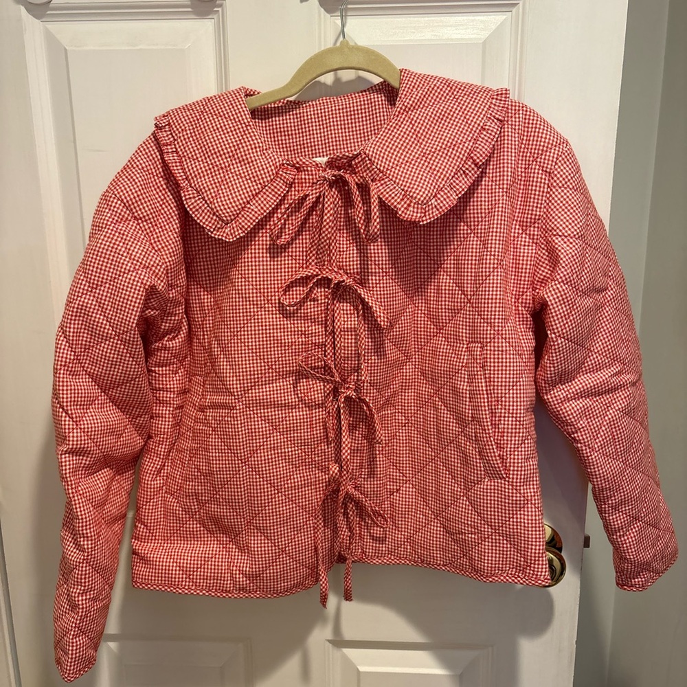 Quilted gingham coat